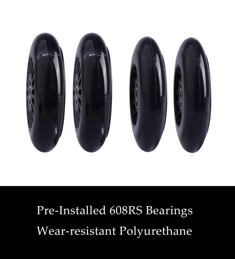 WHEELGOO Wiggle Car Polyurethane Replacement Wheels Set (Front,2P Light Up), Swing Car Wheels Pack (Rear,2P Narrower) Upgrade for Ride-on Toys (Black) - Image 4